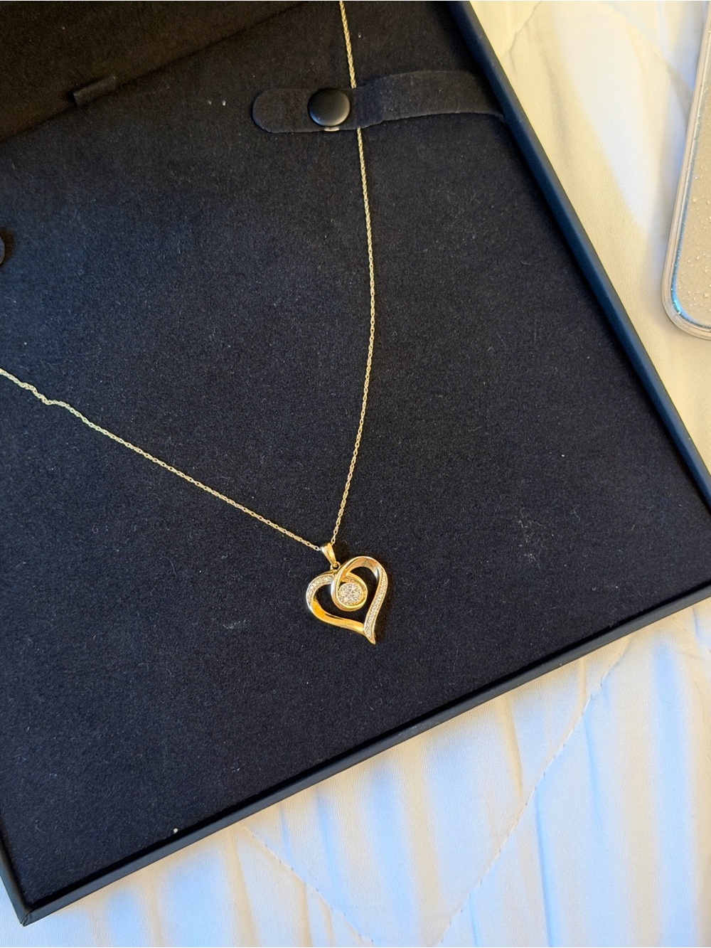 10K Gold Peoples Jewelry Heart Pendant Necklace with Center Accent